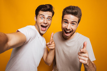Portrait of a two happy young men best friends