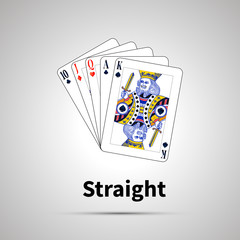 Straight poker combination on gray