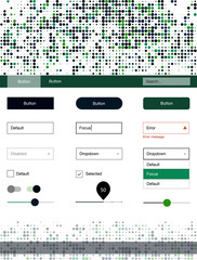 Dark Green vector wireframe kit with dots.