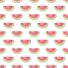 Summer watercolor seamless pattern with watermelon