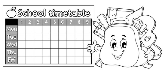 Coloring book timetable topic 9