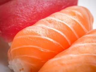 japanese food salmon and tuna sushi delicious