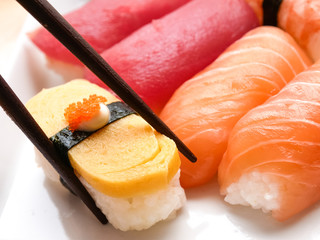 japanese food salmon and tuna sushi delicious