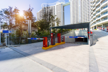 Fototapeta na wymiar Tollbooth in underground car park