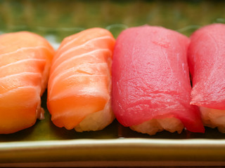 japanese food salmon and tuna sushi delicious