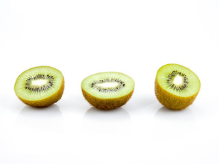 Slices kiwi fruit isolated on white background