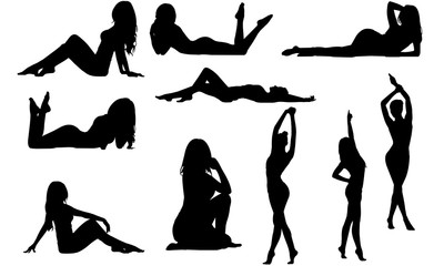 Fit Woman Silhouette |Sensual female Vector | Beautiful Girl Posing | Clipart Clip art Logo