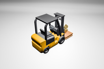 3d modeling, forklift and money