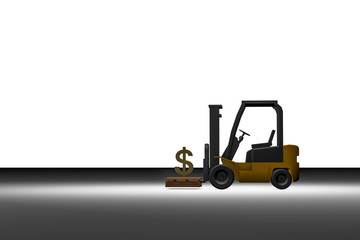 3d modeling, forklift and money