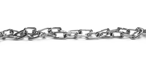 Fototapeta premium metal chain isolated on white background, top view