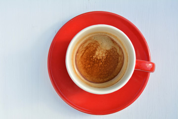 Espresso coffe in red cup