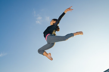 Gymnast girl jumping