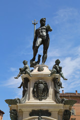 Obraz premium BOLOGNA, ITALY - JULY 19, 2018: The famous fountain of Neptune. Early work by sculptor Giambologna, completed about 1567 