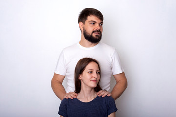 Obraz premium Portrait of a young couple in profile
