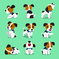 Cartoon character jack russell terrier dog set for design.