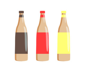Bottles of Traditional Sauces For Hot-Dogs Set
