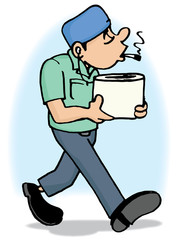 Trabajador fumando cigarrillo