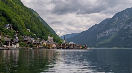 Lake in famous austrian town Hallstatt.