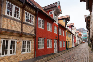 Fototapeta na wymiar Street in old town of Flensburg, Germany