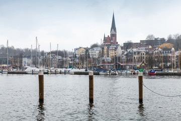 Fototapeta premium Flensburg town in winter, Germany