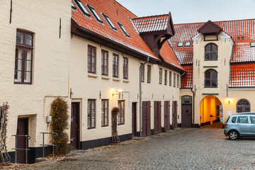 Traditional living houses in old German town