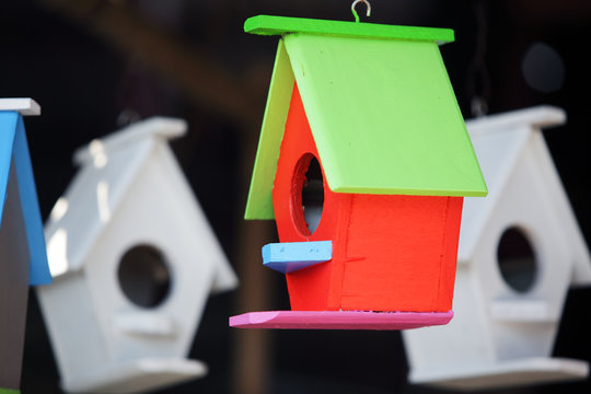 colorful decoration wooden bird house