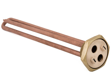 Heating elements for heating water in domestic water heaters, isolated on white background