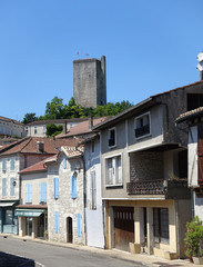 Old houses in the village of Montcuq, france
