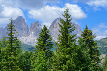 Plattkofel and Langkofel mountain ranges on the Dolomites