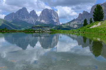 Obraz na płótnie Canvas Plattkofel and Langkofel mountain ranges on the Dolomites