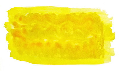 Bright yellow watercolor abstract background, spot, splash of paint, blot, divorce. Vintage pattern for different design and decoration.