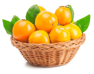 Fototapeta na wymiar persimmon in basket on white background
