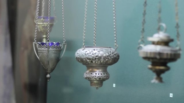 iron censer hanging in church