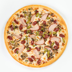 Delicious italian pizza over white