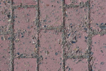 Covering of pavers from rectangular blocks. Worn coat