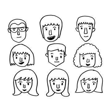 People face icon hand draw