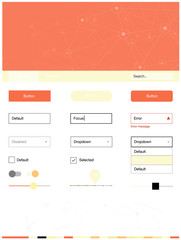 Light Red, Yellow vector ui ux kit in triangular style with circles.