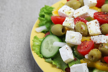 Traditional Greek salad on the plate