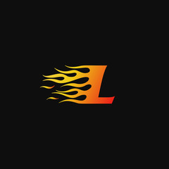 letter L Burning flame logo design template