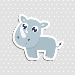 Cute rhinoceros sticker vector illustration. Vector illustration.