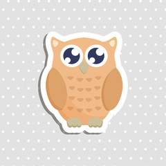 Cute owl sticker vector illustration. Flat design