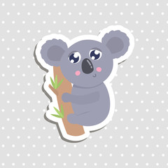 Cute cartoon koala sticker vector illustration.