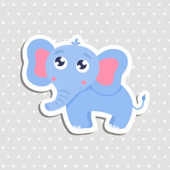 Cute elephant sticker vector illustration. Flat design.