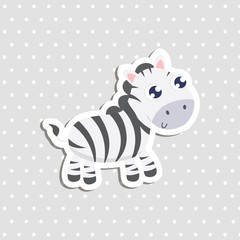 Fototapeta na wymiar Cute zebra sticker vector illustration. Flat design.
