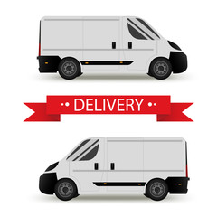Car. Isolated on white background. Vector illustration of delivery. Flat style. Side view. Profile. © vikusandra
