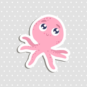 Cute cartoon octopus sticker