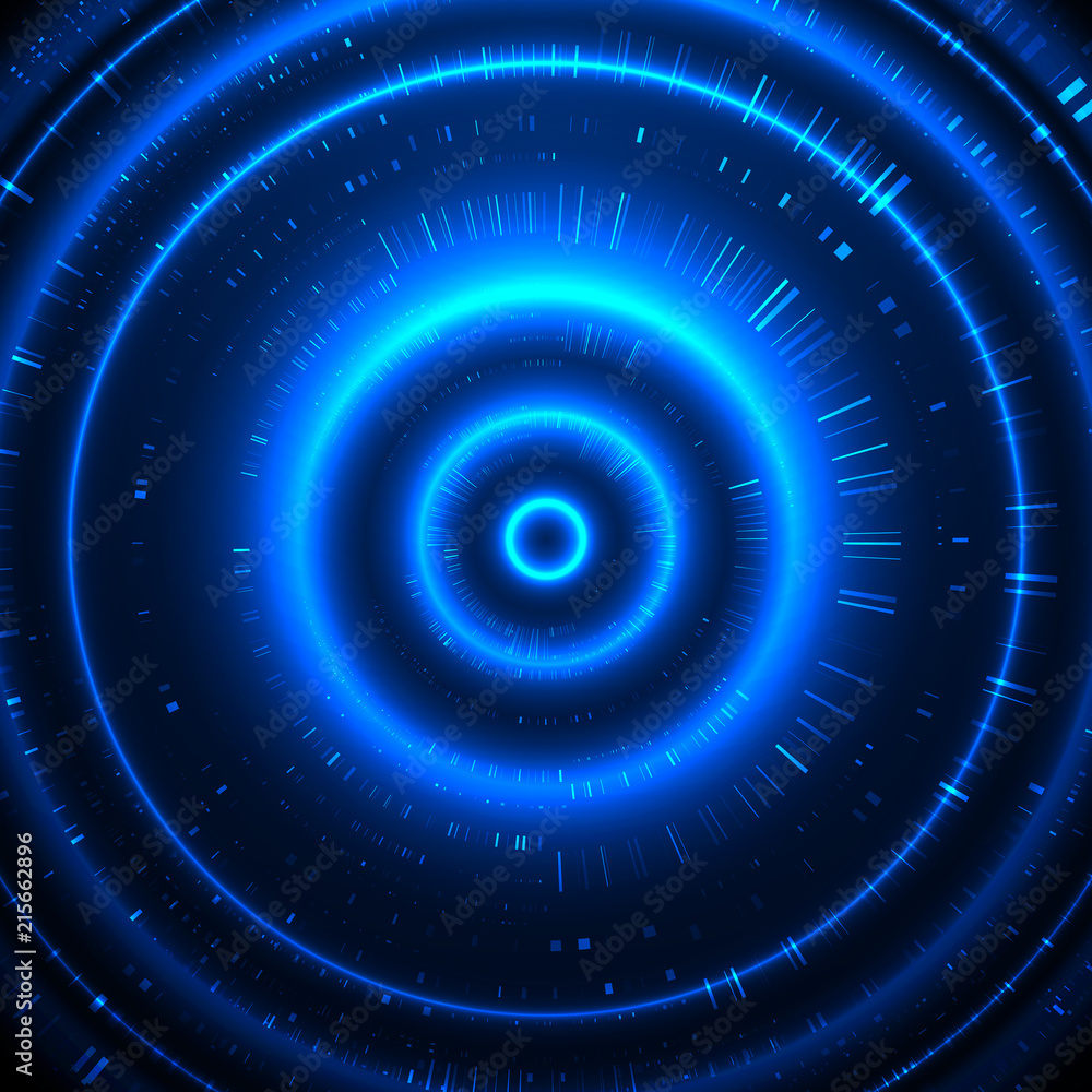 Poster futuristic vector hud interface screen design. abstract template on blue backdrop.