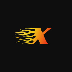 letter X Burning flame logo design template