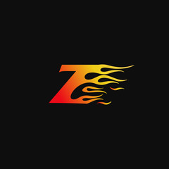 letter Z Burning flame logo design template