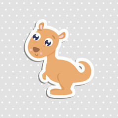 Obraz na płótnie Canvas Cute kangaroo sticker vector illustration.